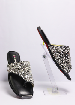 Fancy Mirror Slippers Black