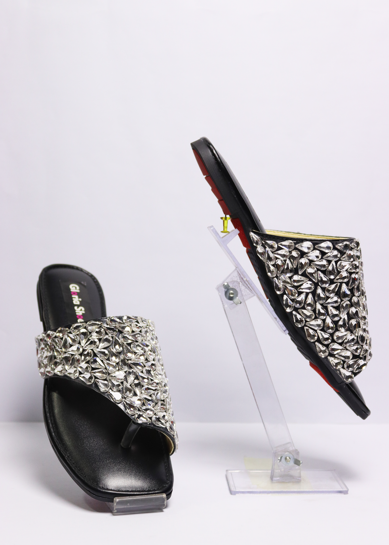 Fancy Mirror Slippers Black