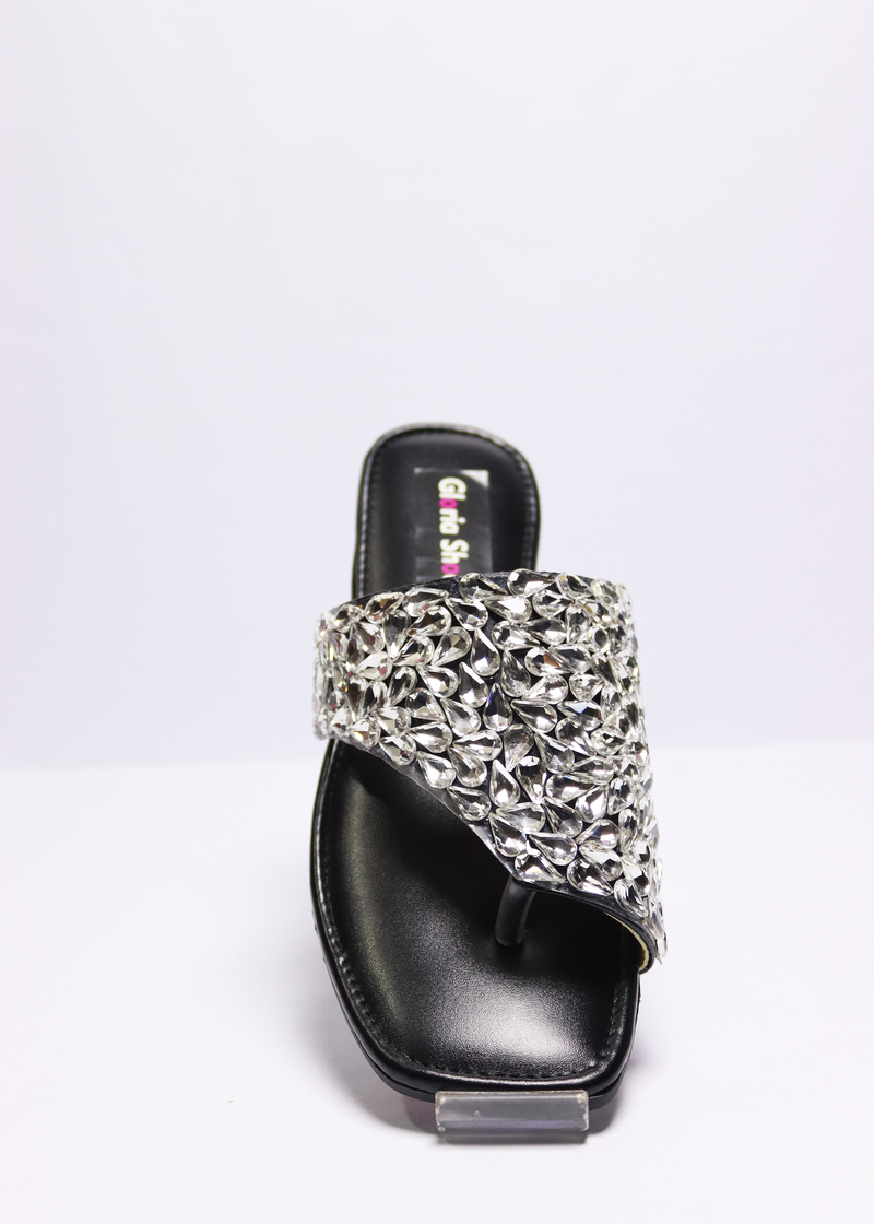 Fancy Mirror Slippers Black