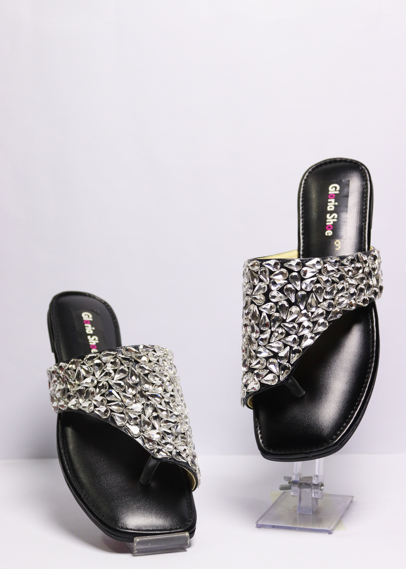 Fancy Mirror Slippers Black