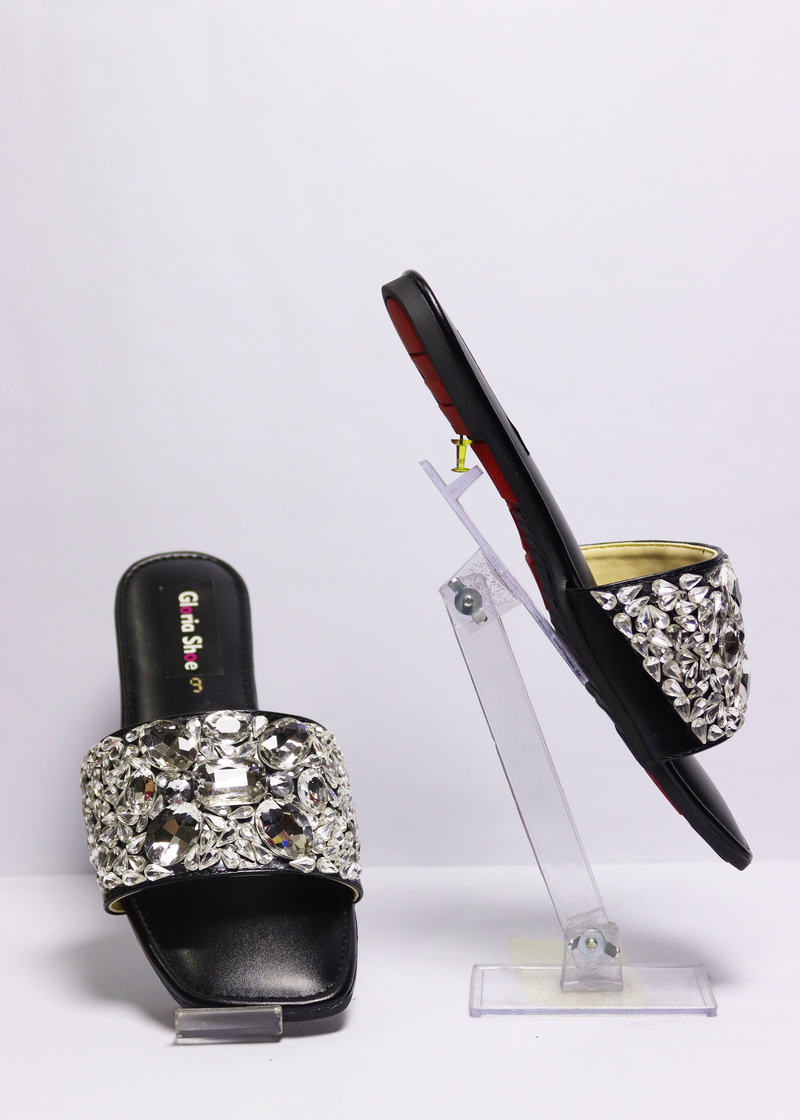 Fancy Mirror Slippers Black