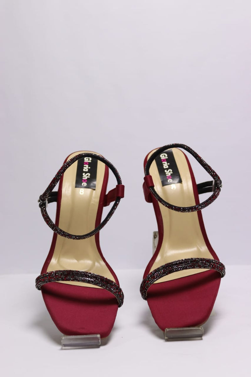 Transparent Heel Sandal Mehroon